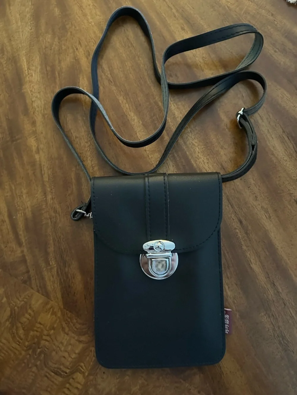 Black KKBag Crossbody Phone Bag - Minimal Leather Pouch